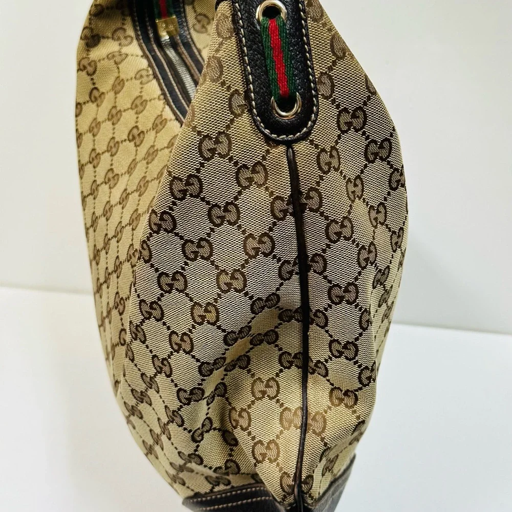 Vintage Authentic Monogram GUCCI PRINCY Hobo Dark Brown Shoulder Bag